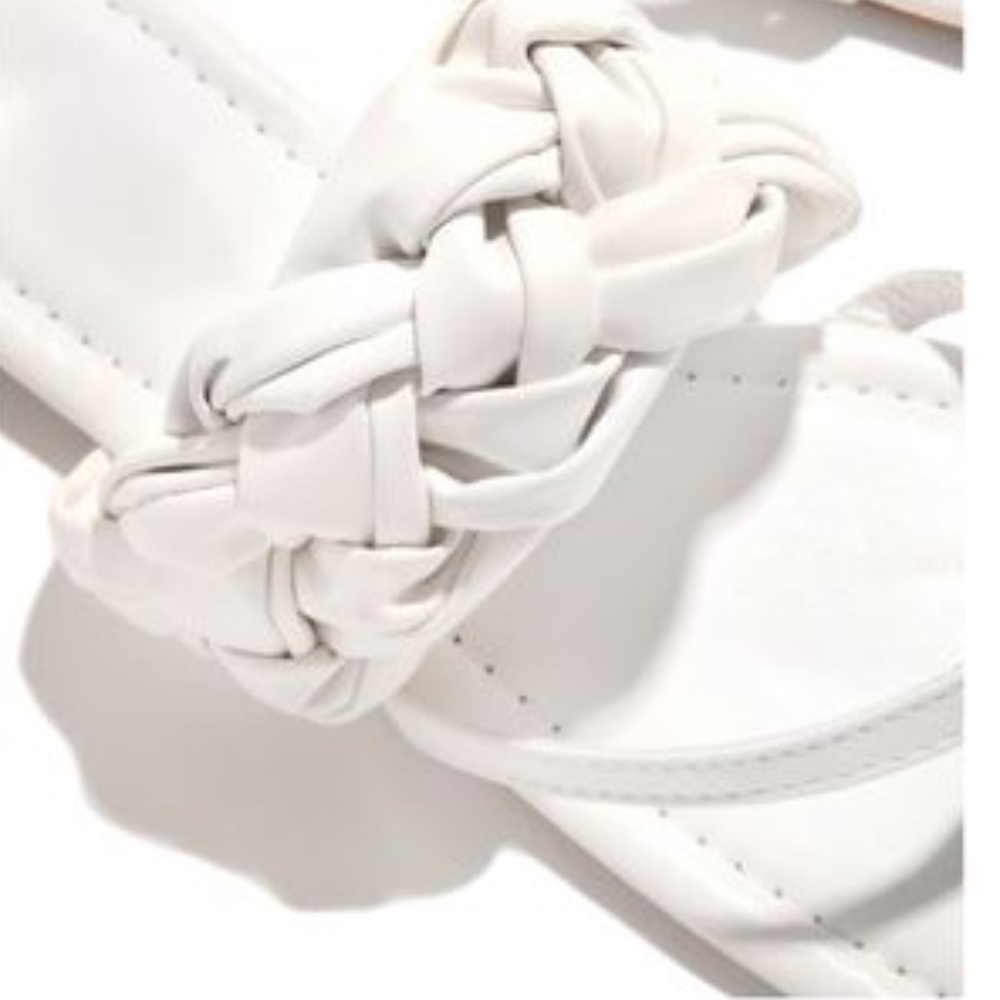 Braided Square Toe Sandals in White - Picture 3 of 6